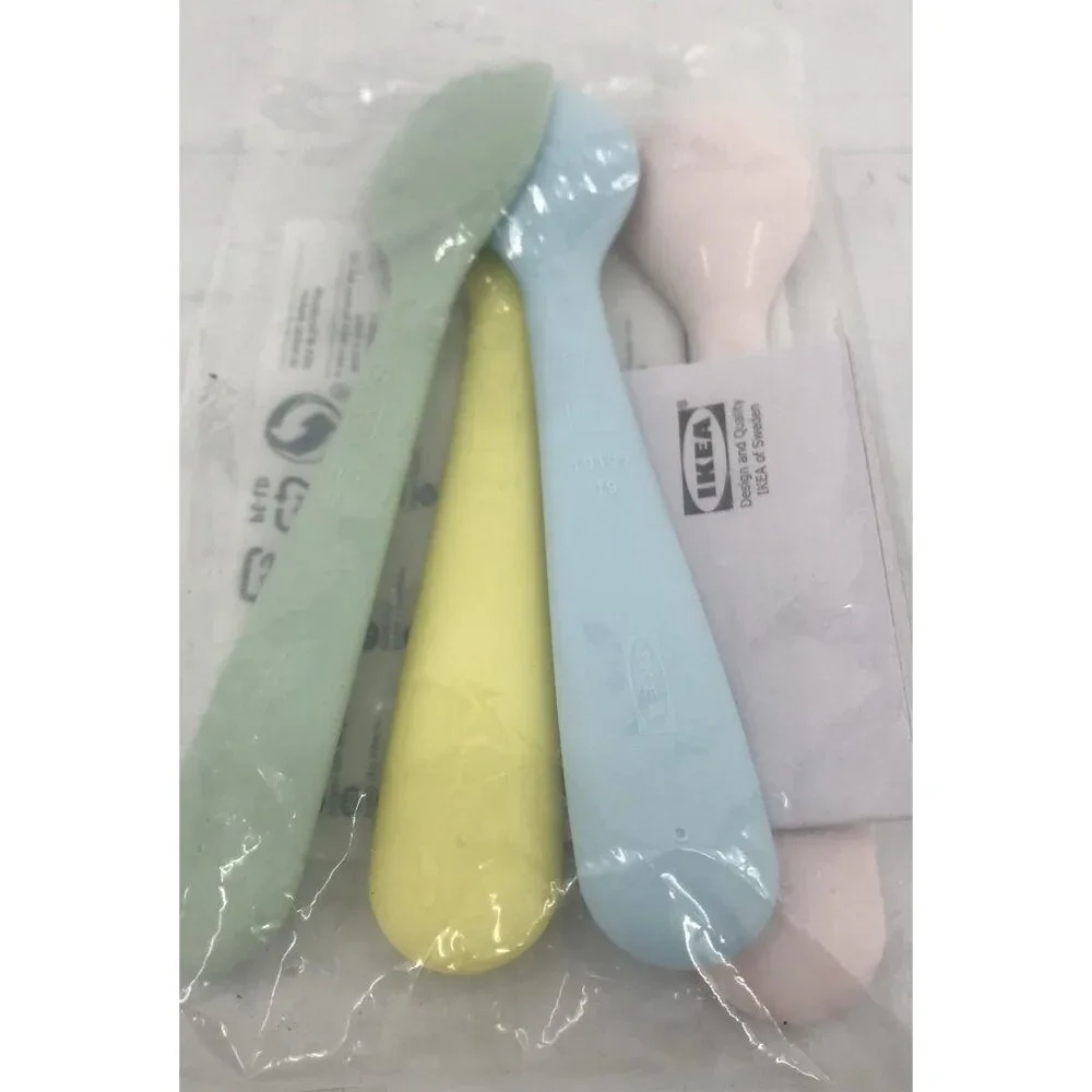 IKEA Kalas Kids Plastic Spoon‎ Multi-Color Tableware 4 Pack Pink Blue Yellow
